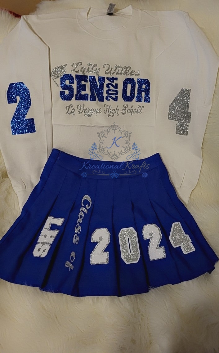 Custom Senior Set| Custom Senior Sweatshirt| Senior Skirt Set| Senior Sweatshirt and Skirt | Graduate Set