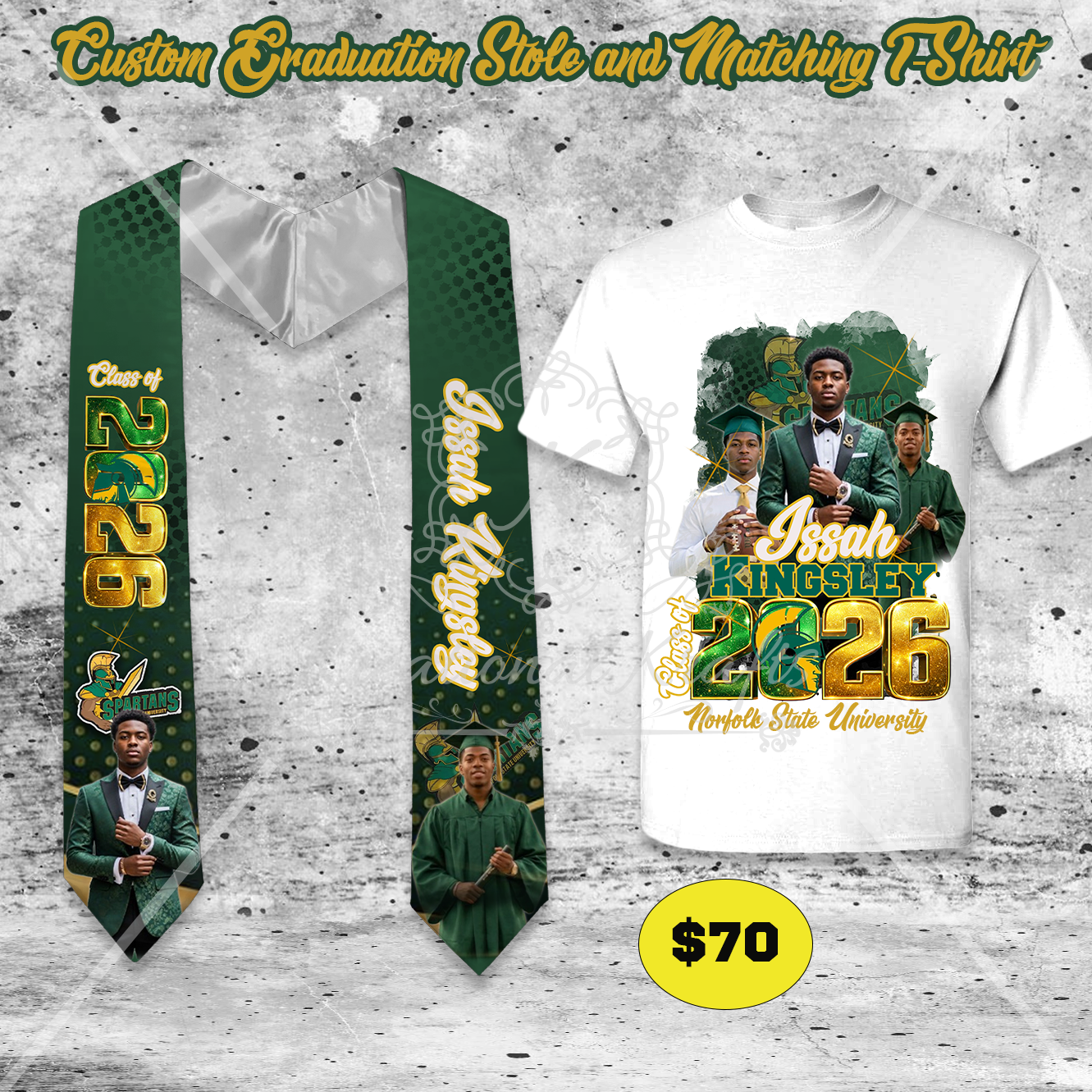Custom Graduation Stole and Matching T-Shirt 1