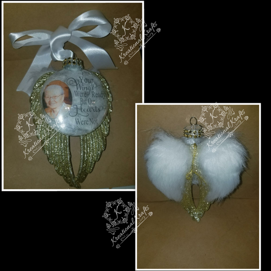 Custom Christmas Memorial Ornament W/ Angel Wings